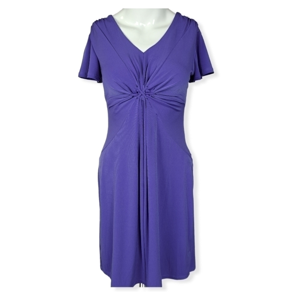 Daisy Fuentes Purple Twist Knot Top Short Sleeve